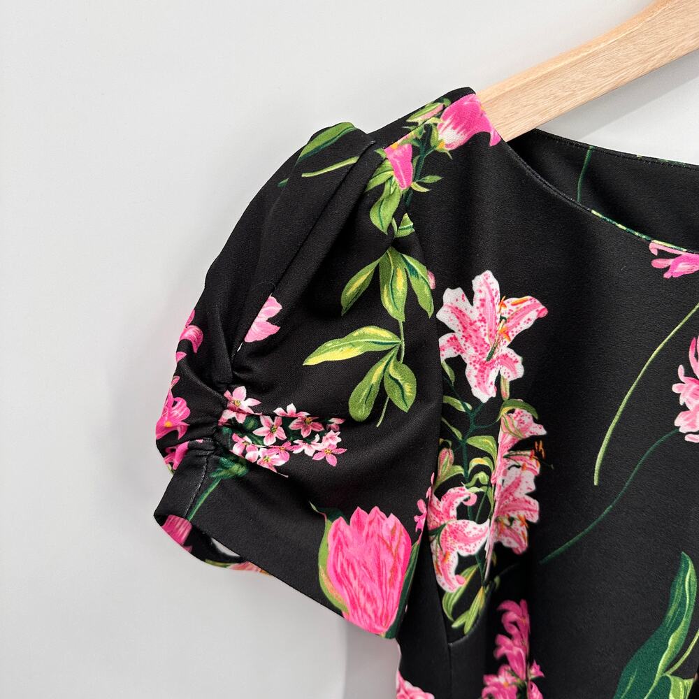 KARL LAGERFELD Floral-Print Puff-Sleeve Sheath Dress Dress // 2 - Picture 5 of 14